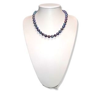 Genuine Round Circlet Peacock Black Cultured Pearls Hand tied 18"